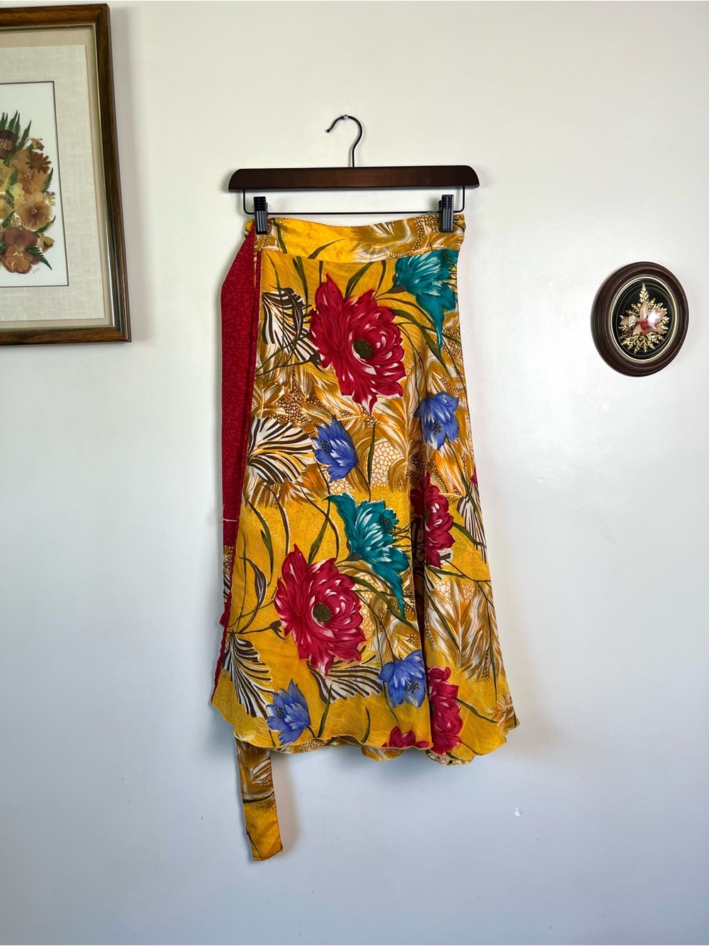 Silk & Viscose Reversible Bright Floral Wrap Skirt